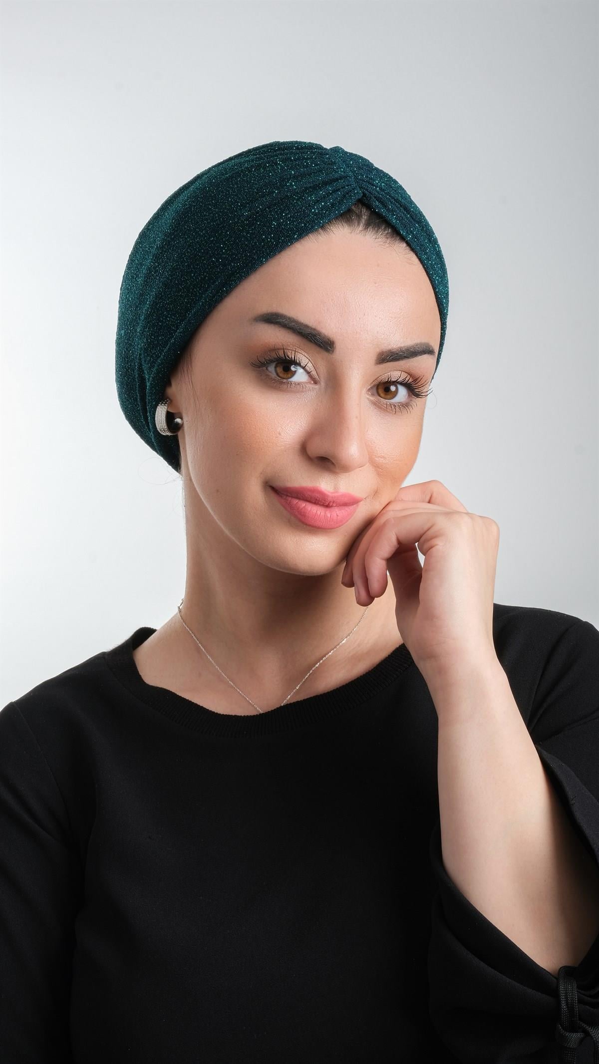 Zümrüt Pratik Hazır Geçmeli Tesettür Bone Fukuro Simli Büzgülü 2116_37