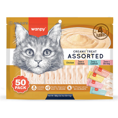 WANPY KARIŞIK 4 LEZZETLİ KREMA KEDİ ÖDÜLÜ 50*14 GR