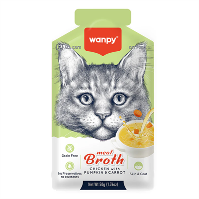Wanpy Tavuklu & Bal Kabaklı & Havuçlu Tahılsız Kedi Çorbası 50 g