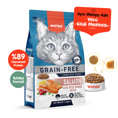 Wanpy Tahılsız Somonlu Yetişkin Kedi Maması 1.5 kg