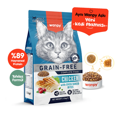 WANPY TAHILSIZ TAVUKLU KEDİ MAMASI  1,5KG