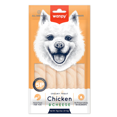 Wanpy Tavuklu ve Peynirli Krema Köpek Ödül Maması 5X14 Gr