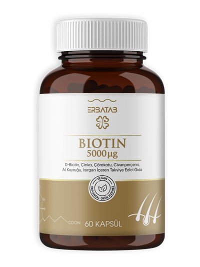 Erbatab Biotin (Çinko Çörekotu Civan Perçemi At Ku yruğu Isırgan Ekstresi) 60 Kapsül