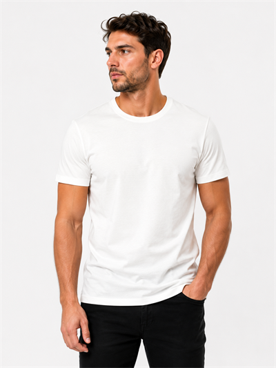 RB Ekru Bisiklet Yaka T-shirt