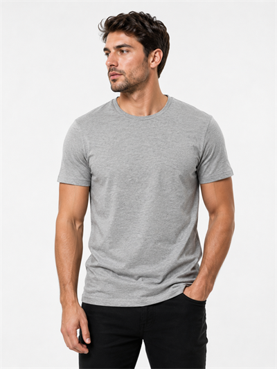 RB Gri Melanj Bisiklet Yaka T-shirt
