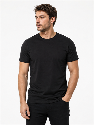RB Siyah Bisiklet Yaka T-shirt