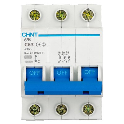 Chint Trifaze 3 X 63 Amper C Tipi Otomatik Sigorta 4,5 kA - 185641