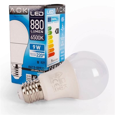 ACK 9 W Led A60 Ampul - Beyaz Işık (6500K) - E27 - AA13-00923