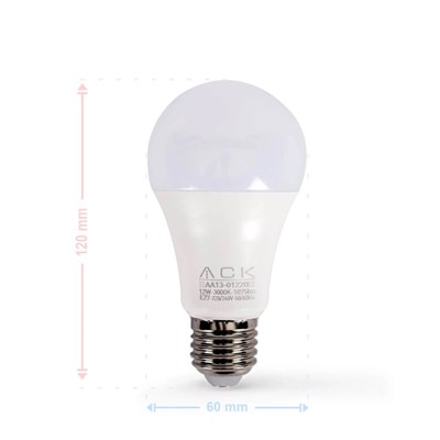 ACK 12 W Led A60 Ampul - Gün Işığı (3000K) - E27 - AA13-01220