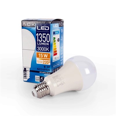 ACK 15 W Led A60 Ampul - Gün Işığı (3000K) - E27 - AA13-01520