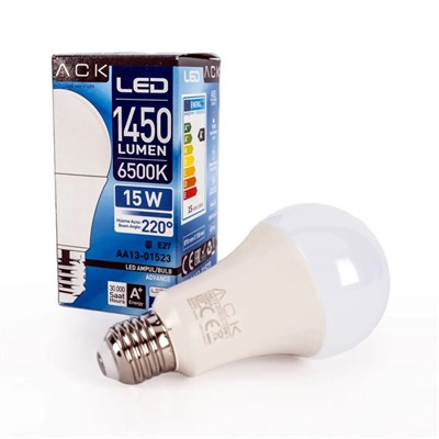 ACK 15 W Led A60 Ampul - Beyaz Işık (6500K) - E27 - AA13-01523