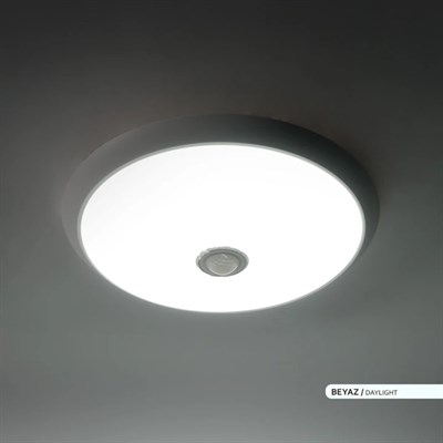 ACK 18 W Sensörlü Led Tavan Armatürü - Beyaz Işık (6500K) - PC Gövde - Acil Kitli - AC18-00130