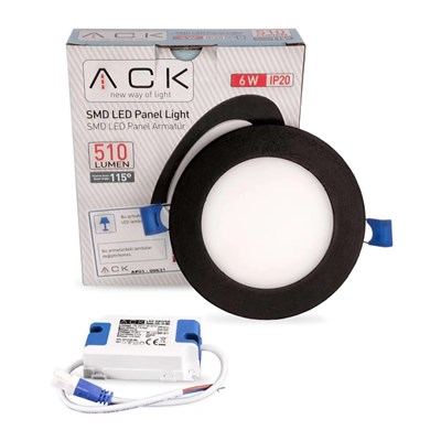 ACK 6 W Led Panel - Beyaz Işık (6500K) - Siyah Kasa - Yuvarlak - Sıva Altı - AP01-00631
