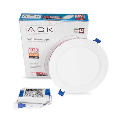 ACK 12 W Led Panel - Gün Işığı (3000K) - Beyaz Kasa - Yuvarlak - Sıva Altı - AP01-01200