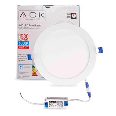 ACK 18 W Led Panel - Beyaz Işık (6500K) - Beyaz Kasa - Yuvarlak - Sıva Altı - AP01-01830