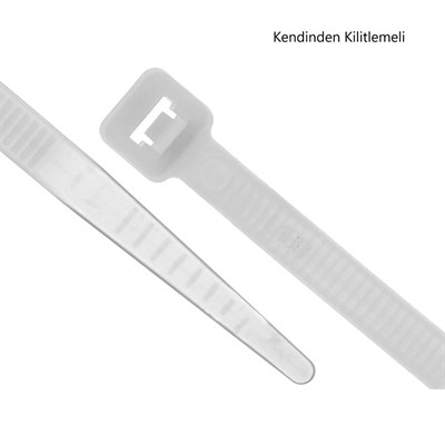 Çetsan 3,6 X 250 mm Standart Kablo Bağı Plastik Cırt Kelepçe - Beyaz - CB.03625B