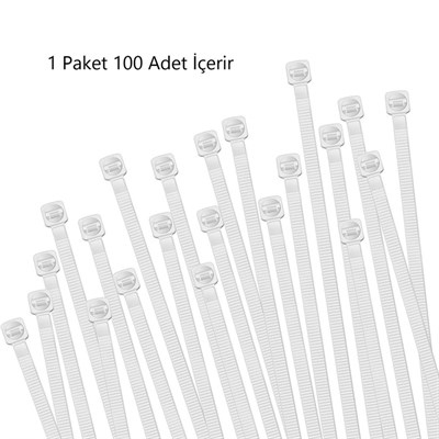 Çetsan 3,6 X 300 mm Standart Kablo Bağı Plastik Cırt Kelepçe - Beyaz - CB.03630B