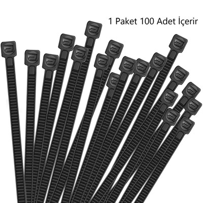 Çetsan 3,6 X 300 mm Standart Kablo Bağı Plastik Cırt Kelepçe - Siyah - CB.03630S