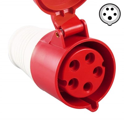 CSM 5 X 16 Amper CEE Norm Uzatma Prizi - 380 Volt - Kırmızı - CSM-CT306