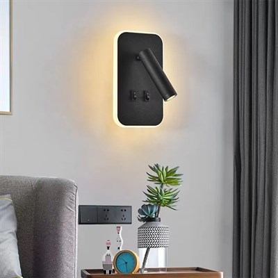CATA 13 W Tuvalu Led Yatak Başı Aplik - Gün Işığı (3000K) - Siyah - CT-5253S