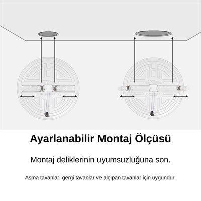 CATA 35 W Ayarlanabilir Backlight Led Panel - Beyaz Işık (6500K) - Yuvarlak - Sıva Altı - CT-5663B