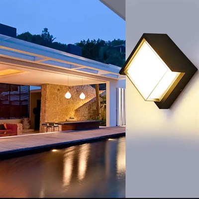 CATA 15 W Dominik Kare Led Duvar Aplik - Gün Işığı (3000K) - Siyah - IP54 - CT-7074