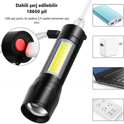 CATA 5 W Kandıra Şarjlı El Feneri - 3 Modlu - CT-8024