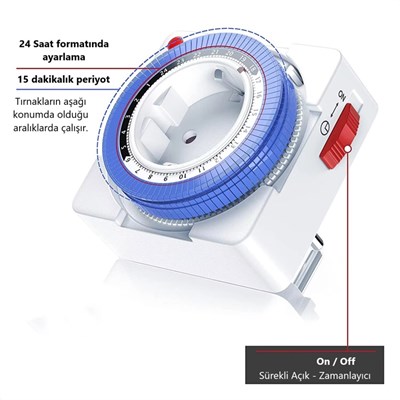 CATA Fişli Mekanik Zaman Saati - 3680 W - 16 A - CT-9180
