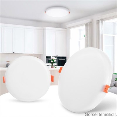 Dünya Led 18 W Ayarlanabilir Backlight Led Panel - Sarı Işık (4000K) - Yuvarlak - Sıva Altı - HS061-S