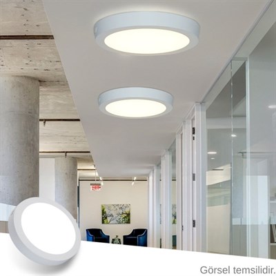 Dünya Led 30 W Led Panel - Sarı Işık (4000K) - Beyaz Kasa - Yuvarlak - Sıva Üstü - HS108-BS