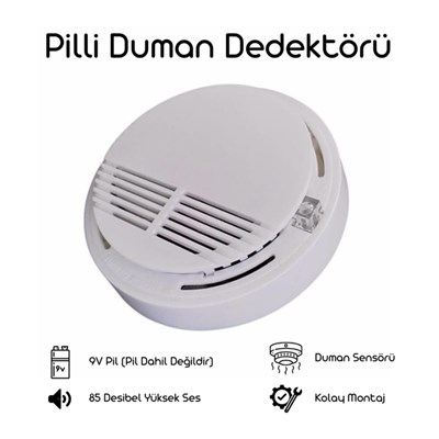 Helios Pilli Duman Dedektörü - Kablosuz Yangın Alarm Sensörü - HS5007