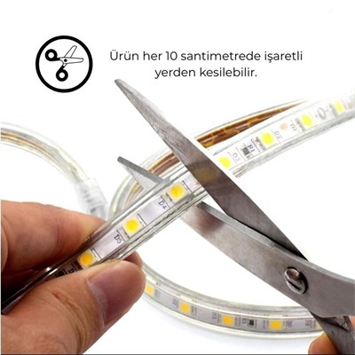 Molled Trafosuz Şerit Led - Beyaz Işık (6500K) - 120 Led - 220 V - Dış Mekan - MOL2525