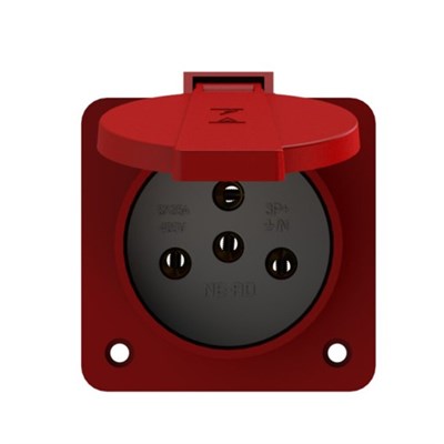 Nead 3 X 25 Amper Trifaze Kapaklı Makine Prizi - 380 Volt - Kırmızı - N1005-MP