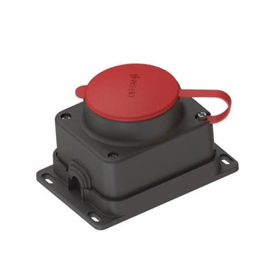 Nead Kauçuk 3 X 25 Amper Trifaze Kapaklı Duvar Prizi - 380 Volt - Siyah - N4007