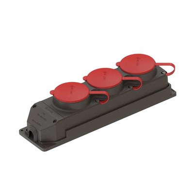 Nead Kauçuk 3 X 25 Amper Trifaze Üçlü Grup Priz - 380 Volt - Siyah - N4012