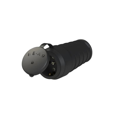 Nead Kauçuk 1 X 16 Amper Monofaze Kapaklı Seyyar Priz - 220 Volt - Siyah - N4014
