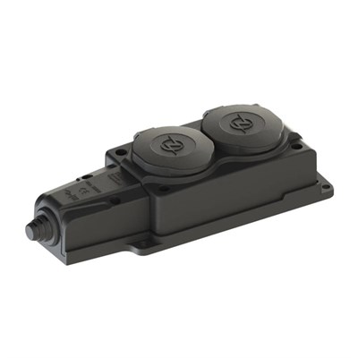 Nead Kauçuk 1 X 16 Amper Monofaze İkili Grup Priz - 220 Volt - Siyah - N4102