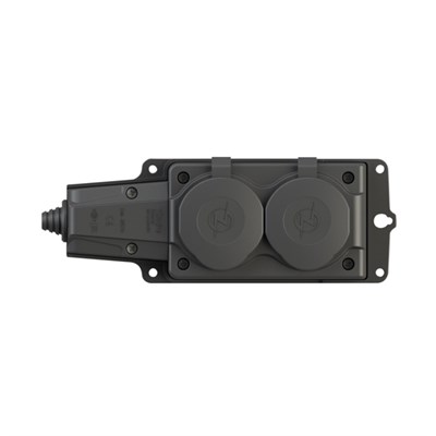 Nead Kauçuk 1 X 16 Amper Monofaze İkili Grup Priz - 220 Volt - Siyah - N4102