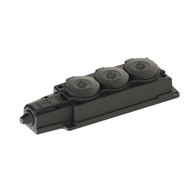 Nead Kauçuk 1 X 16 Amper Monofaze Üçlü Grup Priz - 220 Volt - Siyah - N4103