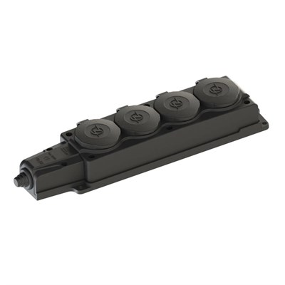 Nead Kauçuk 1 X 16 Amper Monofaze Dörtlü Grup Priz - 220 Volt - Siyah - N4104