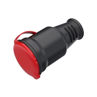 Orel Kauçuk 3 X 25 Amper Trifaze Kapaklı Seyyar Priz - 380 Volt - Siyah - OR2204