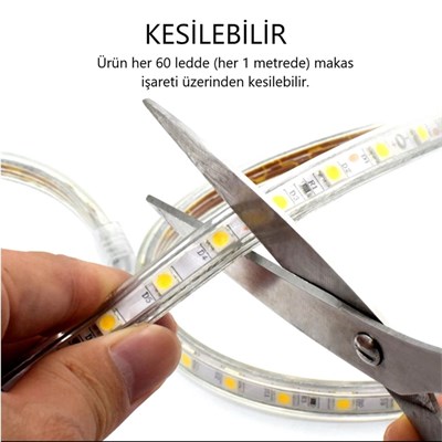 YCL Powerline Hortum Şerit Led - Mavi Işık - 60 Led - 220 V - Dış Mekan - PLD-4040M