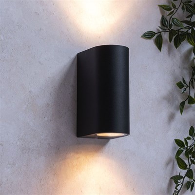 Zerpa İki Yönlü Dekoratif Oval Duvar Aplik - Siyah - Plastik - IP65 - GU10 - Z13645