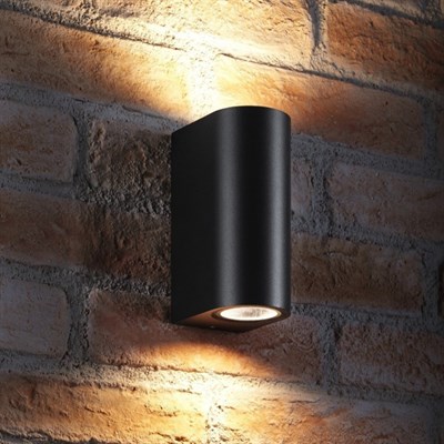 Zerpa İki Yönlü Dekoratif Oval Duvar Aplik - Siyah - Plastik - IP65 - GU10 - Z13645