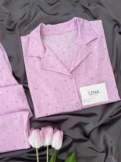 ️Pembe Yıldızlar Kısa Kollu Pijama Takımı 