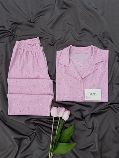 ️Pembe Yıldızlar Kısa Kollu Pijama Takımı 