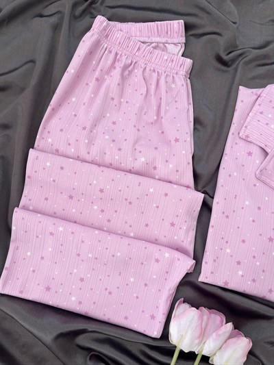 ️Pembe Yıldızlar Kısa Kollu Pijama Takımı 