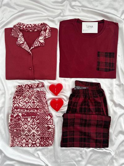 Aşkın Simgesi Dört Parça Çift Pijama Seti 
