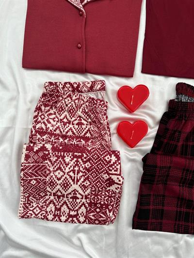 Aşkın Simgesi Dört Parça Çift Pijama Seti 