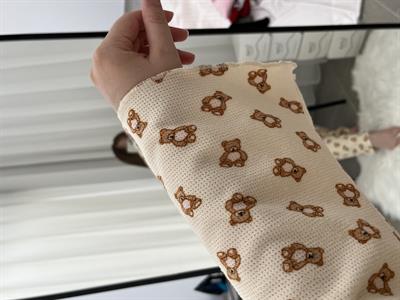Bej Ayıcık Kol Detaylı Üç Parça Takım